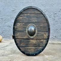 Vikingų medinis skydas Viduramžių LARP vaidmenų žaidimo skydas Geriausia Helovino dovana 45.72 cm