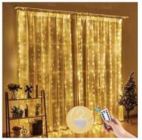 Girlianda-užuolaida su pulteliu ir kabliukais , 3×3 m, 300 LED, šiltai balta