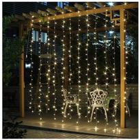 Girlianda užuolaida 300 LED 3x3 m su nuotolinio valdymo pultu, šiltai balta