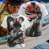 Street Fighter 3D spausdinti marškinėliai vyrams Apvalia kaklo iškirpte Laismi Viršutiniai drabužiai Kvėpuojantys Patogūs Vasaros Harajuku Per dideli Kasdieniniai Vyriški drabužiai S