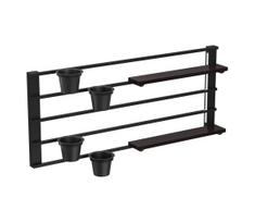 Sieninė lentyna su gėlių vazonais ir LED apšvietimas SHELF 50x118 cm juoda/pušis