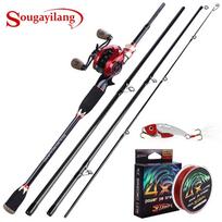 SOUGAYILANG Meškerės ritės, 1,8–2,1 M 4 sekcijų anglies pluošto meškerės užmetimo ritės rinkinys 1.8M Rod&Left Hand