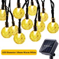Lauko saulės energija varomas apšvietimas LED styginių lemputės 6M krištolo magiškas rutulys 30 LED pasakų lemputė kiemo sodui girlianda Kalėdų šviesa 6M 30LEDs šilta balta spalva