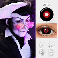 „Pseyeche“ 17 mm vaidmenų kontaktiniai lęšiai „Tokyo Ghoul“ juodi ir raudoni „Mini Sclera“ lęšiai Helovino kontaktiniai lęšiai 1 pora metinių „Crazy“ lęšių 17MM raudona juoda spalva