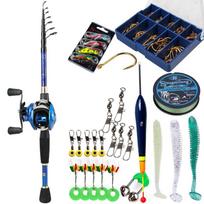 SOUGAYILANG meškerės ritės 1,8–2,4 m teleskopinės meškerės ir 17+1BB užmetimo ritės karpių žūklės įrankiams 1.8m&Left handle mėlyna