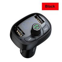„Bluetooth“ FM siųstuvas laisvų rankų įrangos automobilinis rinkinys 3.4A dvigubas USB MP3 garso grotuvas Automobilinis įkroviklis FM moduliatorius juoda