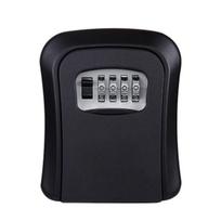 Raktų laikymo užrakto dėžutė prie sienos montuojama aliuminio lydinio 4 skaitmenų kombinuota vandeniui atspari užrakto dėžutė raktų seifas juoda