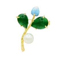 Blucome Delicate Green Leaf sagės prabangūs variniai segtukai moterims, vyriški kostiumų segtukai žalia