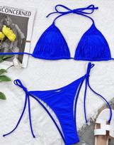 Moterų maudymosi kostiumas Vienspalvis Seksualus Kaklą Susišantis Trikampis Suvarstomas Atgal Bikini Komplektas 5 Spalvos S karališkos mėlynos spalvos