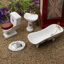 1/12 Lėlių namelis Mini baldai Keraminiai vonios kambario komplektai Tualetas Vonia Lėlės Vaikų Vaidmenų Žaidimas Žaislai Dovana Lėlių namelis a set