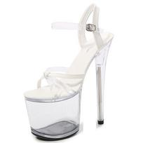 Moterų vasaros podiumas Patent Petite Aukštakulniai Stiletto Sexy Super High Sandalai 1986 Series 20cm Kulnas 10cm Platforma 34 balta