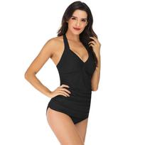 TUINANLE Moterų Tankini Dviejų dalių maudymosi kostiumėlių Senovinis maudymosi kostiumėlis Reguliuojamas bikinis S juoda
