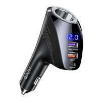 QOOVI 150W automobilinis įkroviklis Usb Type C Super Fast Charging PD 4.0 Quick Charge 3.0 Cigarečių degiklio lizdas, skirtas iPhone Xiaomi Samsung juoda