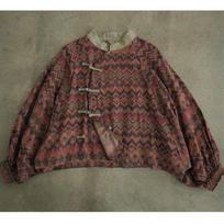 Johnature  Women Vintage Print Floral Shirts Tops Stand Long Sleeve Linen Spring Blouses Chinese Style Button Shirts One Size kava