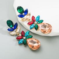 Moteriški retro auskarai iš titano plieno lydinio pakabinami auskarai akriliniai spalvoti krištoliniai vandens formos geometriniai ausų papuošalai OneSize mėlyna