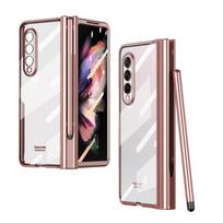 Skaidri dengta ekrano apsauginė plėvelė dėklas Samsung Galaxy Z Fold 3 Fold3 Fold2 Fold 2 5g S Pen laikiklis sulankstomas dangtelis for Galaxy Z Fold 3 rožinio aukso spalvos
