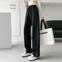 High Street Harajuku Slit tiesios plačios kelnės Moteriškos korėjietiško stiliaus Laisvalaikio laisvos bėgimo sportinės kelnės Moteriškos sportinės kelnės S