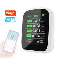 Tuya Wifi nešiojamas oro kokybės matuoklis 8in1 PM1.0 PM2.5 PM10 CO2 TVOC HCHO temperatūros ir drėgmės įvairiaspalvis