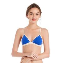 Thin Colour Blocking Underwear Triangle Cups Beauty Back Bra Thin Straps Small Gathering Bra Back Single Row Buckle S mėlyna