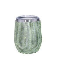 Bling Water Bottle Bling Wine Tumbler Diamond Tumbler Rhinestone for Glitter Wine Glass Tumbler Girls Trip Cups, Straw, Straw Brush and Cup Brush gray
