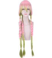 100 CM Anime Demon Slayer Kimetsu no Yaiba Kanroji Mitsuri Ilgi Ponytails Clip Perukas Cosplay Kostiumų karščiui atsparūs Moteriški perukai One Size rožinė