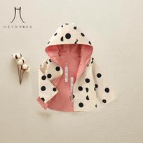 Spring Autumn Boys Girls Outdoor Windbreaker Dot Print Double-sided Jacket Fashion Casual Jacket 80 rožinė