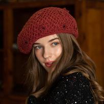 X025 Adult Knitting Hats Handmade Flower Beret Female British Retro Hat Unisex Painter Cap Korean Style Fashion Pumpkin Hats Adjust