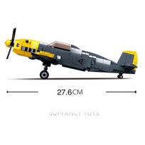 289 vnt. Antrojo pasaulinio karo kariniai Vokietijos armijos oro pajėgų BF-109 naikintuvo modeliai statybinių blokų rinkiniai rinkinys „pasidaryk pats“ kūrėjas, kaladėlės vaikams, žaislai gray