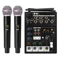 Belaidis mikrofonas su garso maišytuvu „Studio 4“ „Bluetooth“ DJ pultas, skirtas karaoke TV kompiuteriui tiesioginiam vakarėliui