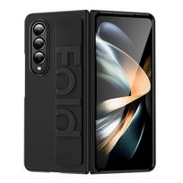 Elastinis riešo dirželio telefono dėklas, skirtas Samsung Z Fold 5 Case Ultra plonas kietas kompiuterio stovo laikiklio dėklas Samsung Galaxy Z Fold 3 4 apsauginis dangtelis for Samsung Z Fold 4 juoda