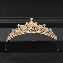 Senovinė baroko karūna Tiara Diadem Vestuvių krištolo karūna ir Tiaras Vestuvinių plaukų papuošalai Vestuvių plaukų aksesuarai auksas