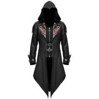 Vyriškas frakas Striukė Viduramžių kostiumas Gothic Steampunk Juoda Retro ilgomis rankovėmis Uniforma Hoodie Vakarėliui Žieminiai paltai Viršutiniai drabužiai L juoda