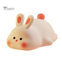 Naktinė lemputė silikoninė Big Face Rabbit Tap USB įkraunama su pritemdomu laikmačiu, minkšta akis apsauganti LED naktinė lemputė balta