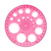 Didelis piešimo apvalus šablonas Matavimo geometrinis liniuotė Plastikinis raštinės reikmenų liniuotė Tvirtos konstrukcijos Mokyklinės prekės 1PCS rožinė