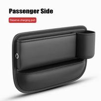 Automobilio sėdynės spragų užpildymo laikiklis su puodelio laikiklio įkrovimo anga Universal Fit Car Console Organizer Driver Side juoda