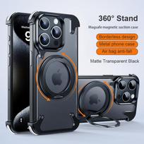 360 laipsnių telefono dėklas su piršto žiedo laikikliu, atsparus susidūrimui, lengvas telefono dangtelis, metalinis buferis, skirtas iPhone 15 pro max PC iPhone 15 Pro juoda
