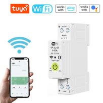 „Tuya WiFi“ išmanusis grandinės pertraukiklis ĮJUNGTAS IŠJUNGTAS Laiko nustatymo energijos matuoklis Automatinis užsidarantis apsaugas su įvairiaspalvis