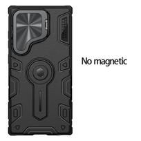 NILLKIN, skirtas Samsung Galaxy S24 Ultra telefono dėklas CamShield Armor Prop Magnetinė kameros apsauga galinis dangtelis Magnetic Black