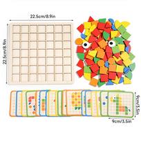 120 vnt medinių mozaikinių dėlionių žaislas Montessori vaikams medinis 3D geometrinės formos dėlionės lentos rinkinys kūdikių ankstyvojo ugdymo žaislai vaikams