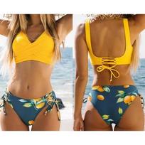 Europos ir Amerikos Seksualus Geltonas Bikini Maudymosi Kostiumas Moterims S