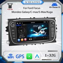 2 DIN Carplay Auto Radio Android automobilinis multimedijos vaizdo grotuvas skirtas Ford Focus Mondeo C-MAX S-MAX Galaxy II Kuga 7  HD Screen Mirror Link GPS 2+32GB 1+32GB juoda
