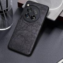 Dėklas, skirtas OnePlus 12R 12 5G Verslo vėjo žievės raštas Odinis dangtelis OnePlus 12 12r dėklui Oneplus 12 juoda