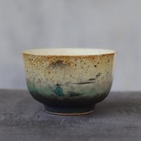 Ceramic teacup mountain handmadetea cup kung fu cup 90ml Green