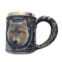Wolf Head Stainless Steel Resin Beer Juice Milk Water Cup Home Office Coffee Mug Sale Goods