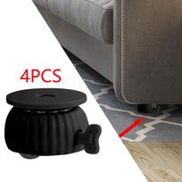 4 dalių apskritas pasukamas ratukas, baldų ratukai, paprastas montavimas, 360° sukimasis, keitimas Black Wheel Black