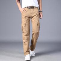 Darbinės kelnės Vyriškos Lauko Laisvalaikio Kelnės Tiesios Stambios Kelnės Slim Fit Grynos Medvilnės Daug Kišenių Vyriškos Kelnės 28 chaki
