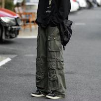 Krovininės Kelnės Daug Kišenių Darbinės Kelnės Harajuku Vyriškos Vintažinės Laisvos Pločio Kojų Kelnės Streetwear Laisvalaikio Hip-hop Grindis Šluojančios Kelnės S armijos žalia spalva