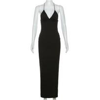 Seksuali moteriška suknelė be nugarų, vasarinė suknelė su aukštu juosmeniu Slim Fit vakarėliui skirtos suknelės moteriškos elegantiškos mados solidžios moteriškos laisvalaikio suknelės 24538 L juoda