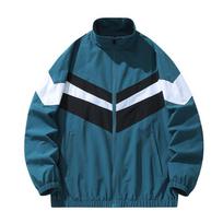Spring and Autumn Windbreaker Splicing Color Contrasting Versatile Top Men's Breathable Coat XXXXL black