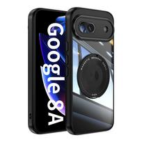 Magnetinis žiedo laikiklis Magsafe dėklas Google Pixel 8A, skaidrus akrilas PC, atsparus smūgiams, belaidžio įkrovimo dangtelis Google 9 Pro For Google Pixel 8A juoda